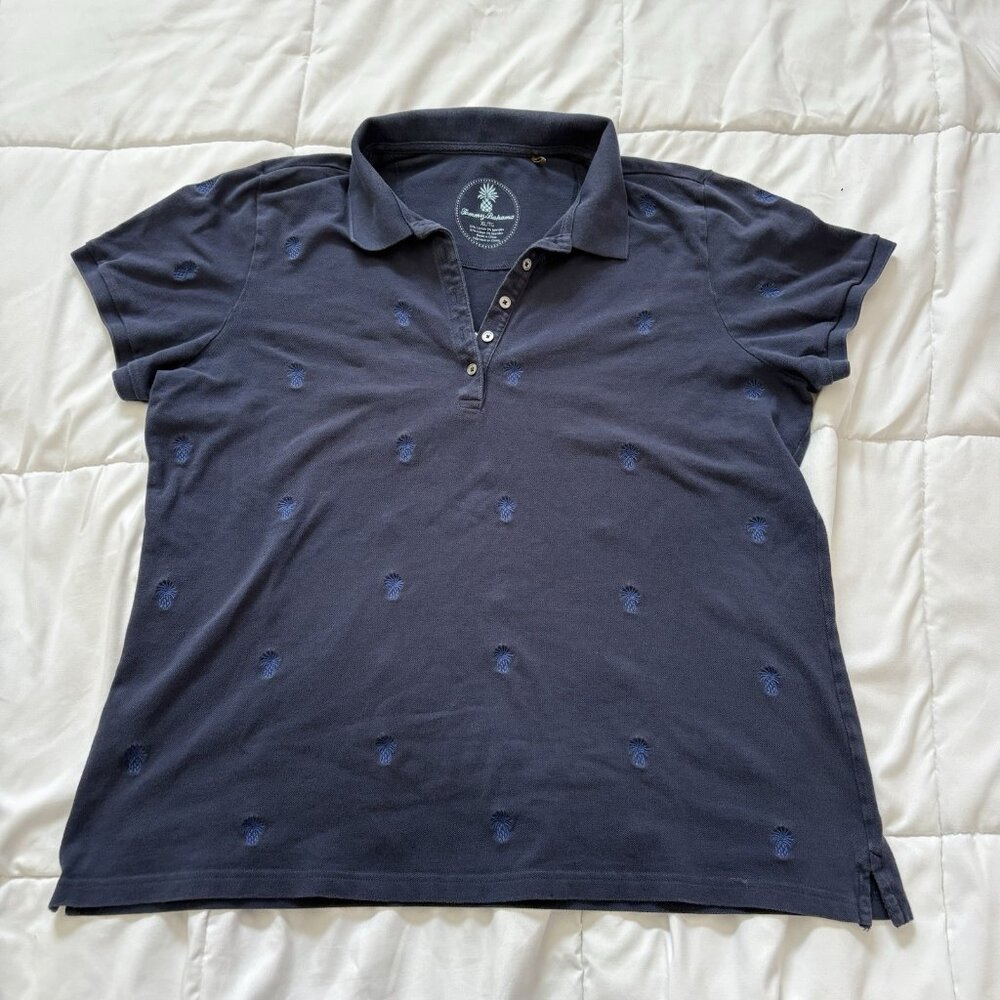 Tommy Bahama Womens Size XL Short Sleeve Polo T Shirt Blue‎ Golf Activewear